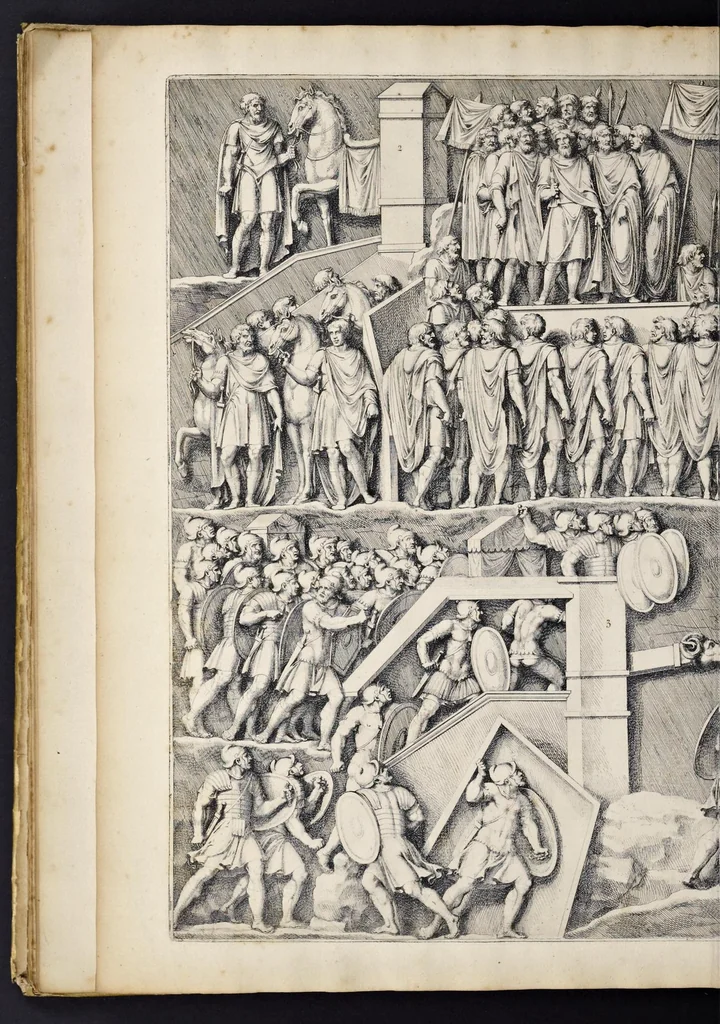 An illustration from Arcus L. Septimii Seueri Aug. anaglypha : cum explicatione Iosephi Mariæ Suaresii, episcopi olim Vasionensis, 1676, leaf 17