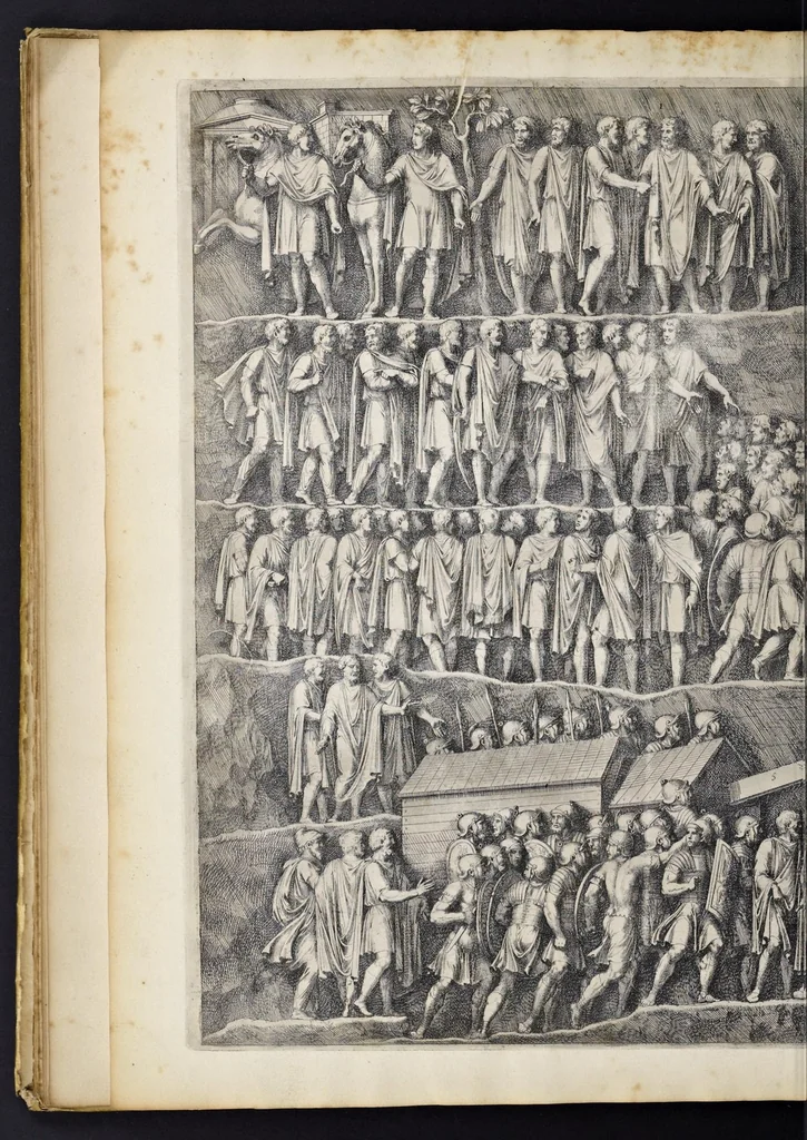 An illustration from Arcus L. Septimii Seueri Aug. anaglypha : cum explicatione Iosephi Mariæ Suaresii, episcopi olim Vasionensis, 1676, leaf 21