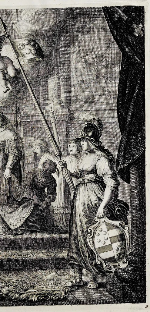 An illustration from Medicea hospes, sive Descriptio pvblicæ gratvlationis : qua Serenissimam, Augustissimamque reginam, Mariam de Medicis, excepit Senatvs popvlvsqve Amstelodamensis, 1638, leaf 38