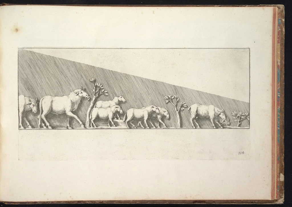 An illustration from Colonna Traiana eretta dal Senato e popolo romano all'imperatore Traiano Augusto nel suo foro in Roma. Scolpita con l'historie della guerra dacica la prima e la seconda espeditione, e vittoria contro il re Decebalo, 1672, leaf 260