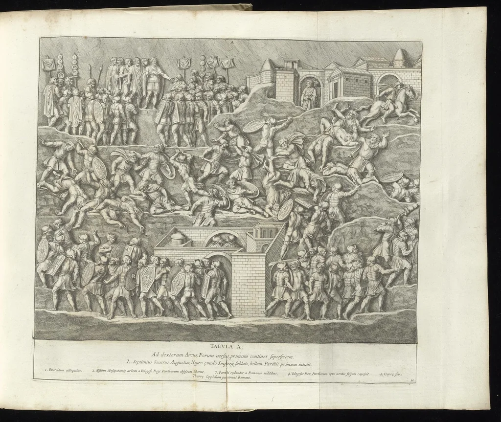An illustration from Veteres arcus Augustorum triumphis insignes, ex reliquiis quae Romae adhuc supersunt : cum imaginibus triumphalibus restituti, 1690, leaf 24