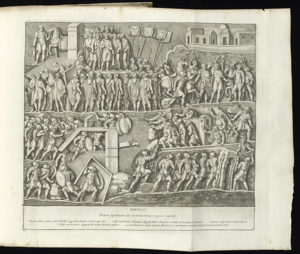 An illustration from Veteres arcus Augustorum triumphis insignes, ex reliquiis quae Romae adhuc supersunt : cum imaginibus triumphalibus restituti, 1690, leaf 28