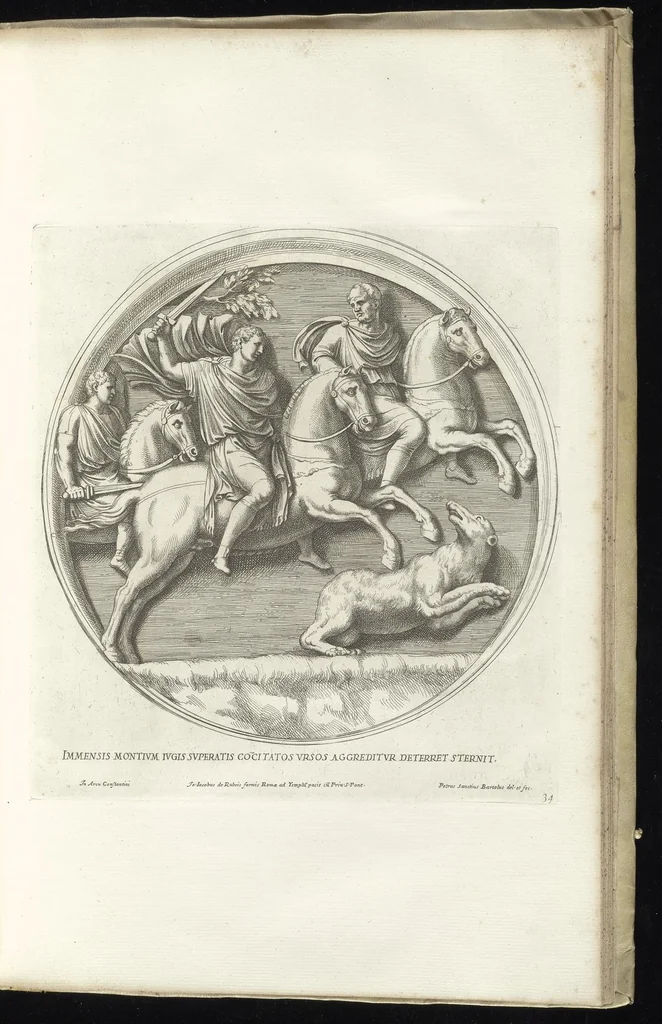 An illustration from Veteres arcus Augustorum triumphis insignes, ex reliquiis quae Romae adhuc supersunt : cum imaginibus triumphalibus restituti, 1690, leaf 74