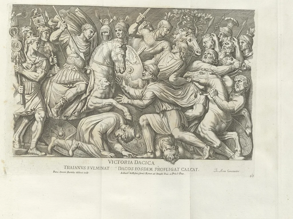 An illustration from Veteres arcus Augustorum triumphis insignes, ex reliquiis quae Romae adhuc supersunt : cum imaginibus triumphalibus restituti, 1690, leaf 92