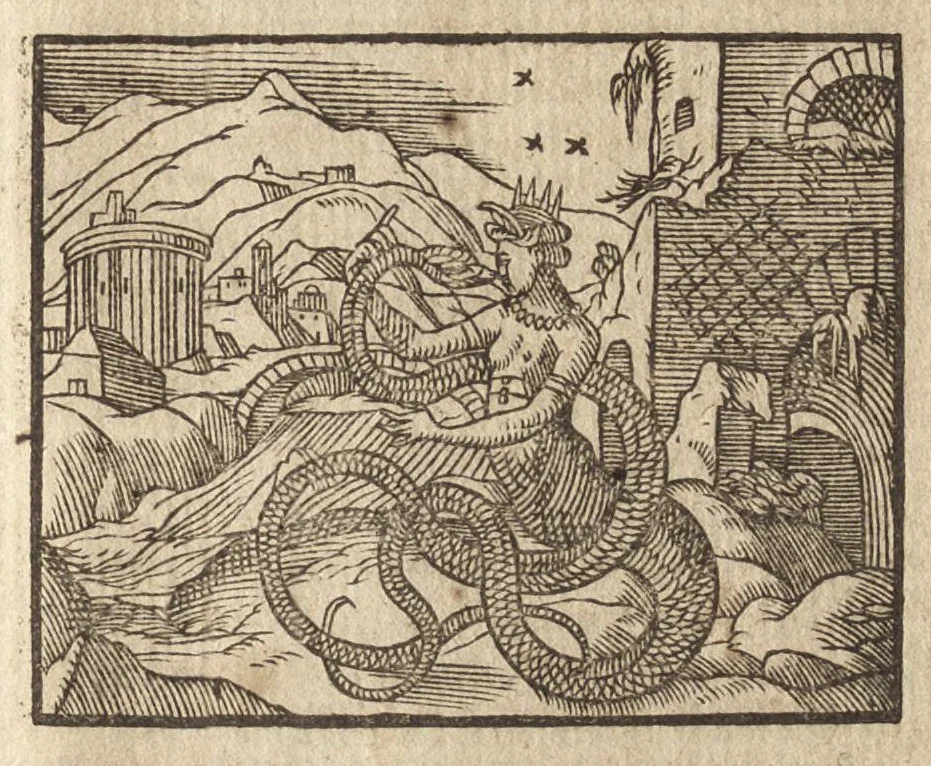 An illustration from Pvb. Ovidii Nasonis Metamorphoseon libri XV : post omnes omnium editiones emendati, & recens cum scholiis in margine, ac breuissimis in singulas quasque fabulas argumentis illustrati, tum artificiosis picturis : in gratiam studiosae iuuentutis, nunc primum editis : cum indice fabularum copiosissimo, 1583, leaf 168