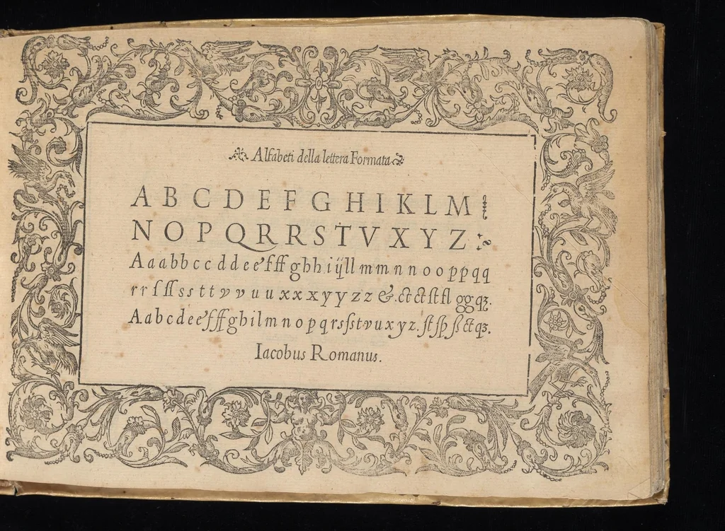 An illustration from Il primo libro di scrivere di Iacomo Romano : dove s'insegna la vera maniera delle cancellaresche corsive, e di tvtte qvelle sorti di lettere che a vn bvon scrittore si appartengono di sapere, & che al presente sono in vso : con li avertimenti et regole, sopra ciascvna sorte di lettera, con le quali ogni mediocre ingegno potrà facilmente da se stesso imparare : con il modo di temperar le penne per dette forti di lettere, & come si deuono tenere in mano, per scriuer bene, 1589, leaf 114