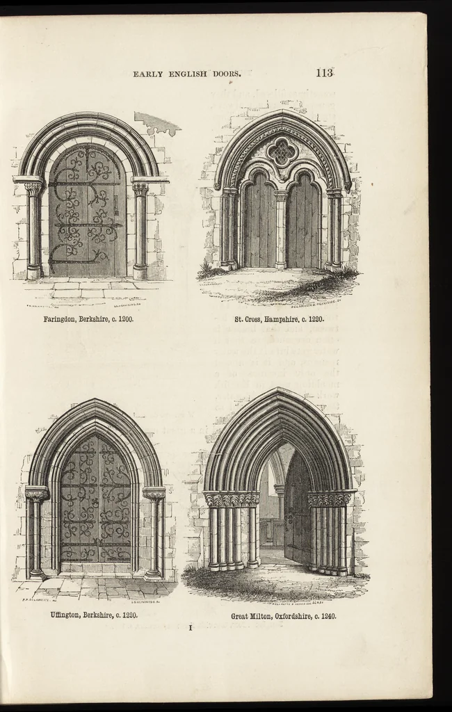 An illustration from An attempt to discriminate the styles of architecture in England : from the Conquest to the Reformation ; with a sketch of the Grecian and Roman orders /by the late Thomas Rickman, 1881, leaf 148