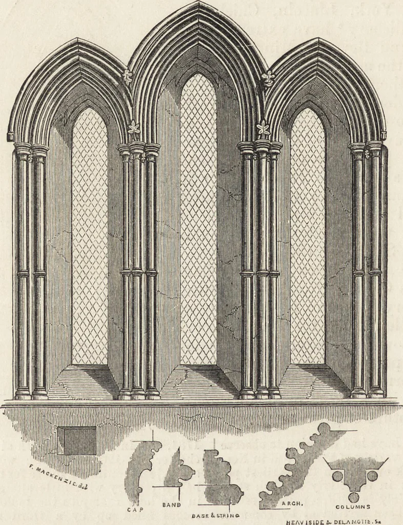 An illustration from An attempt to discriminate the styles of architecture in England : from the Conquest to the Reformation ; with a sketch of the Grecian and Roman orders /by the late Thomas Rickman, 1881, leaf 151
