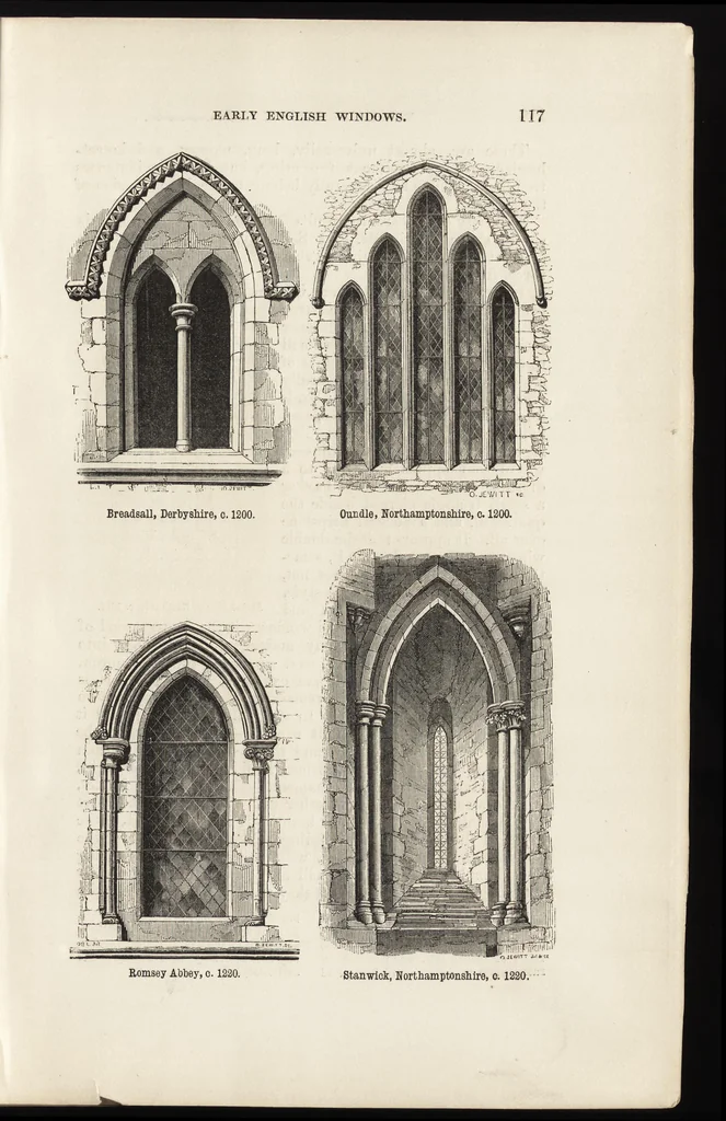 An illustration from An attempt to discriminate the styles of architecture in England : from the Conquest to the Reformation ; with a sketch of the Grecian and Roman orders /by the late Thomas Rickman, 1881, leaf 152