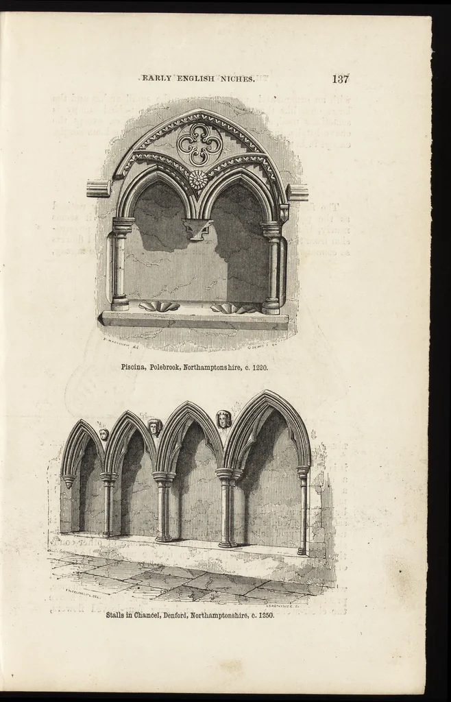 An illustration from An attempt to discriminate the styles of architecture in England : from the Conquest to the Reformation ; with a sketch of the Grecian and Roman orders /by the late Thomas Rickman, 1881, leaf 174