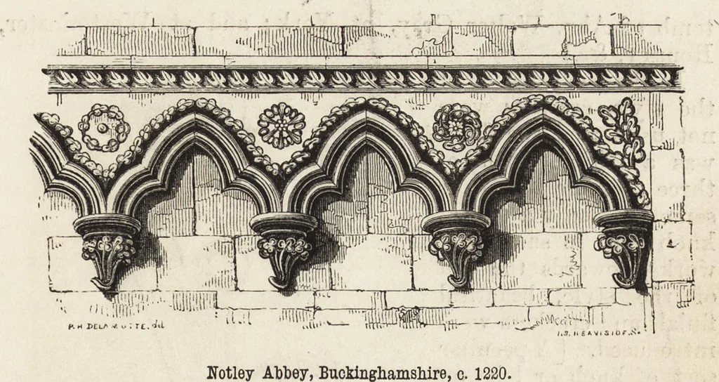 An illustration from An attempt to discriminate the styles of architecture in England : from the Conquest to the Reformation ; with a sketch of the Grecian and Roman orders /by the late Thomas Rickman, 1881, leaf 178