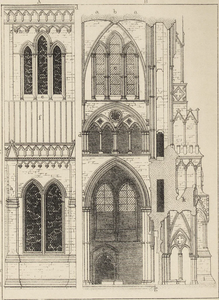 An illustration from An attempt to discriminate the styles of architecture in England : from the Conquest to the Reformation ; with a sketch of the Grecian and Roman orders /by the late Thomas Rickman, 1881, leaf 201