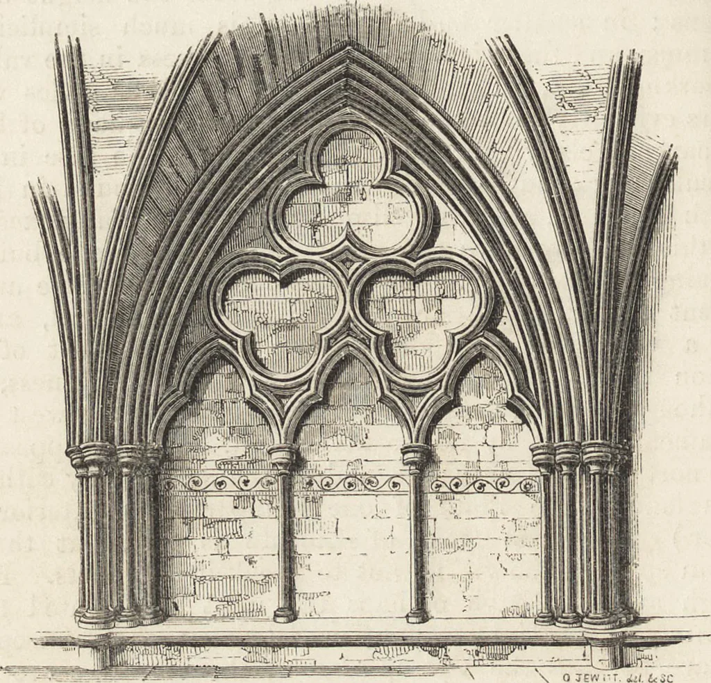 An illustration from An attempt to discriminate the styles of architecture in England : from the Conquest to the Reformation ; with a sketch of the Grecian and Roman orders /by the late Thomas Rickman, 1881, leaf 203