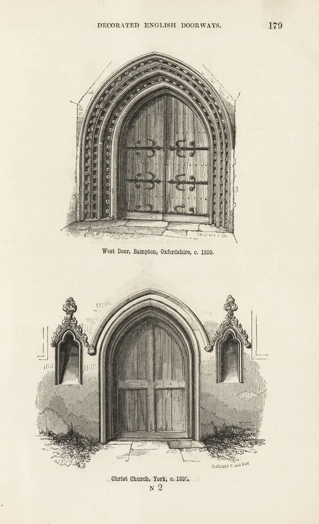 An illustration from An attempt to discriminate the styles of architecture in England : from the Conquest to the Reformation ; with a sketch of the Grecian and Roman orders /by the late Thomas Rickman, 1881, leaf 230