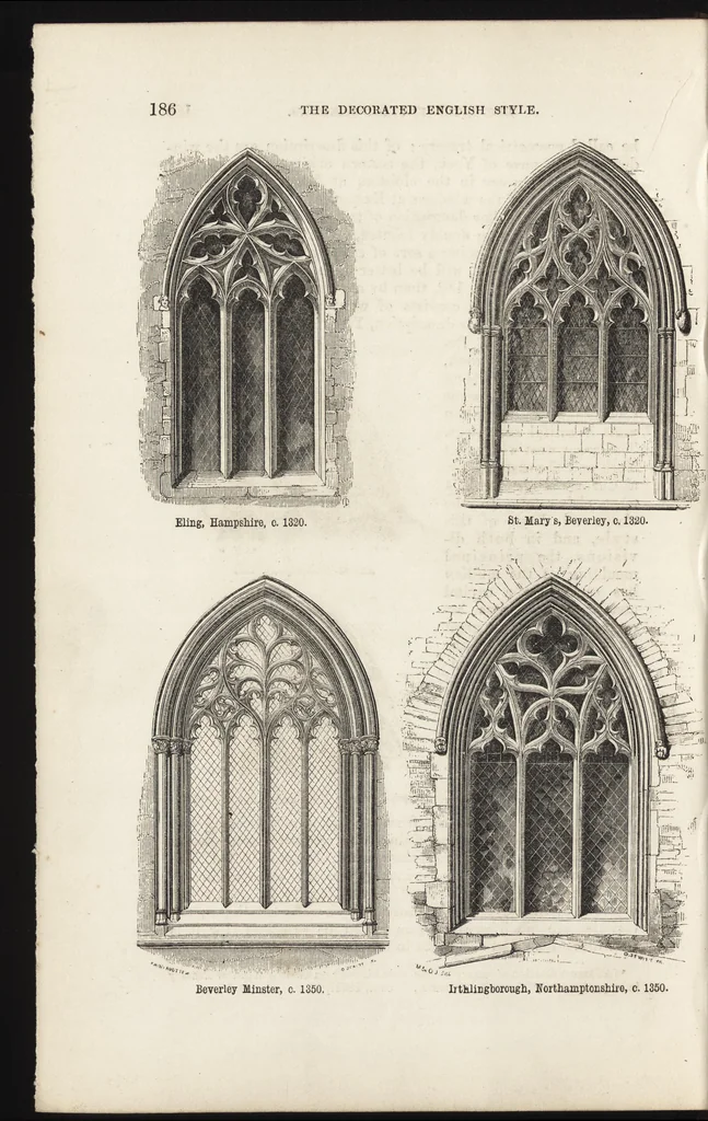 An illustration from An attempt to discriminate the styles of architecture in England : from the Conquest to the Reformation ; with a sketch of the Grecian and Roman orders /by the late Thomas Rickman, 1881, leaf 237