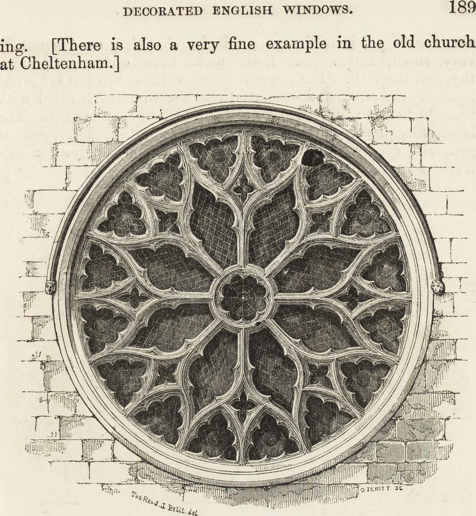 An illustration from An attempt to discriminate the styles of architecture in England : from the Conquest to the Reformation ; with a sketch of the Grecian and Roman orders /by the late Thomas Rickman, 1881, leaf 240