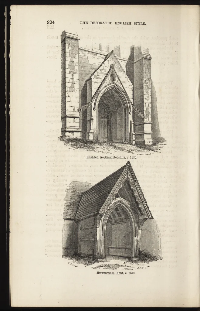 An illustration from An attempt to discriminate the styles of architecture in England : from the Conquest to the Reformation ; with a sketch of the Grecian and Roman orders /by the late Thomas Rickman, 1881, leaf 285