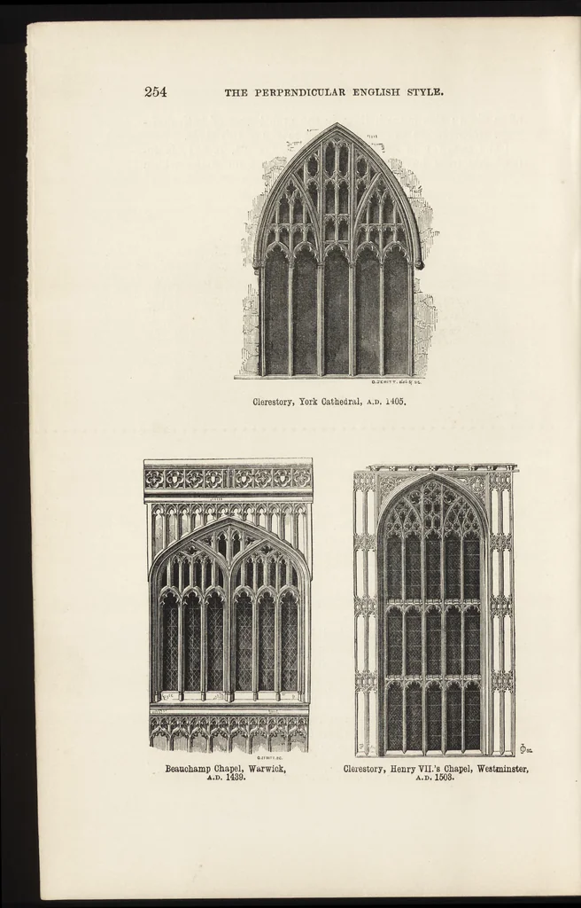An illustration from An attempt to discriminate the styles of architecture in England : from the Conquest to the Reformation ; with a sketch of the Grecian and Roman orders /by the late Thomas Rickman, 1881, leaf 325