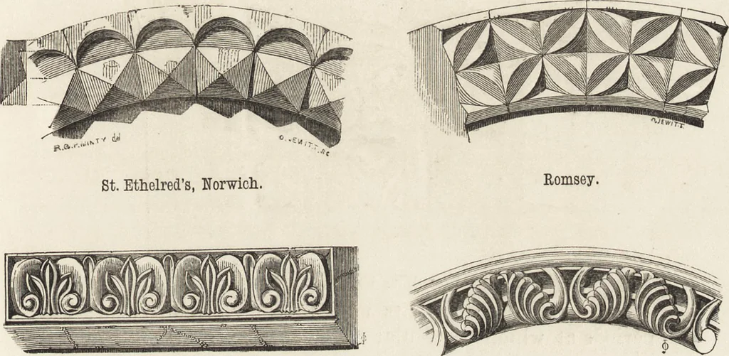 An illustration from An attempt to discriminate the styles of architecture in England : from the Conquest to the Reformation ; with a sketch of the Grecian and Roman orders /by the late Thomas Rickman, 1881, leaf 82