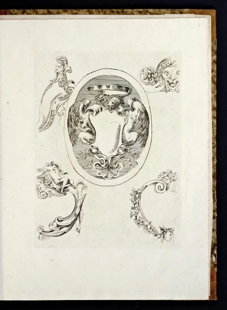An illustration from Libro de diuerse cartelle e scudi d'armi, 1650, leaf 24