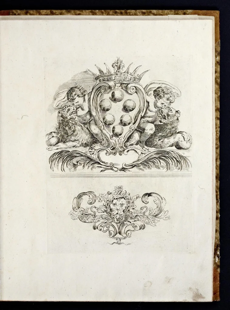 An illustration from Libro de diuerse cartelle e scudi d'armi, 1650, leaf 6