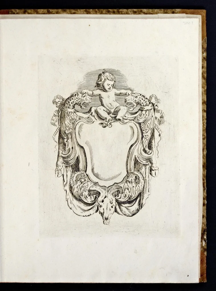 An illustration from Libro de diuerse cartelle e scudi d'armi, 1650, leaf 8