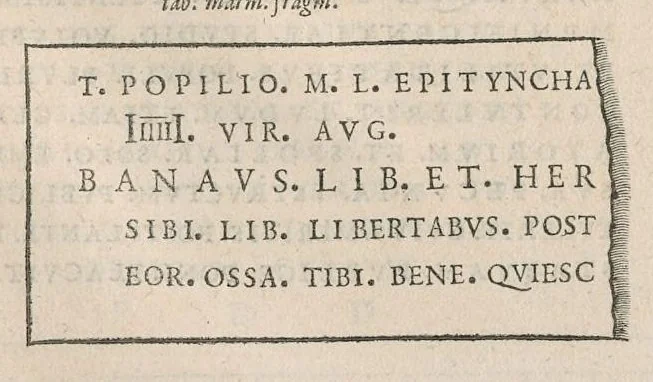 An illustration from Inscriptionvm antiqvarvm quae passim per Europam liber : accessit avctarivm a Ivsto Lipsio, 1588, leaf 181