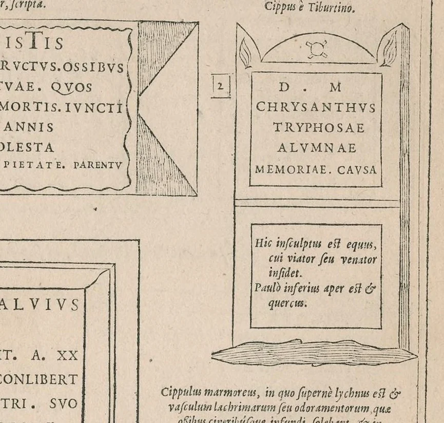 An illustration from Inscriptionvm antiqvarvm quae passim per Europam liber : accessit avctarivm a Ivsto Lipsio, 1588, leaf 280