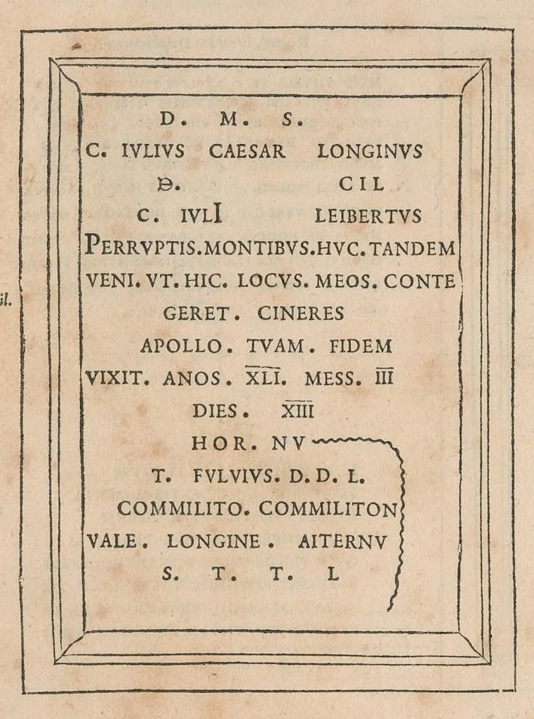 An illustration from Inscriptionvm antiqvarvm quae passim per Europam liber : accessit avctarivm a Ivsto Lipsio, 1588, leaf 479