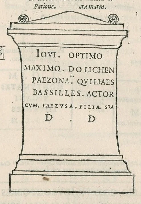 An illustration from Inscriptionvm antiqvarvm quae passim per Europam liber : accessit avctarivm a Ivsto Lipsio, 1588, leaf 52
