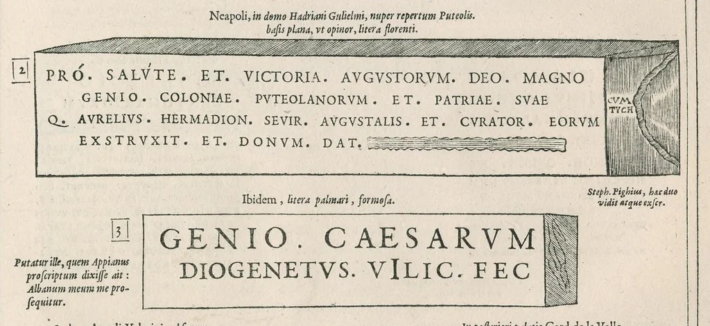 An illustration from Inscriptionvm antiqvarvm quae passim per Europam liber : accessit avctarivm a Ivsto Lipsio, 1588, leaf 84