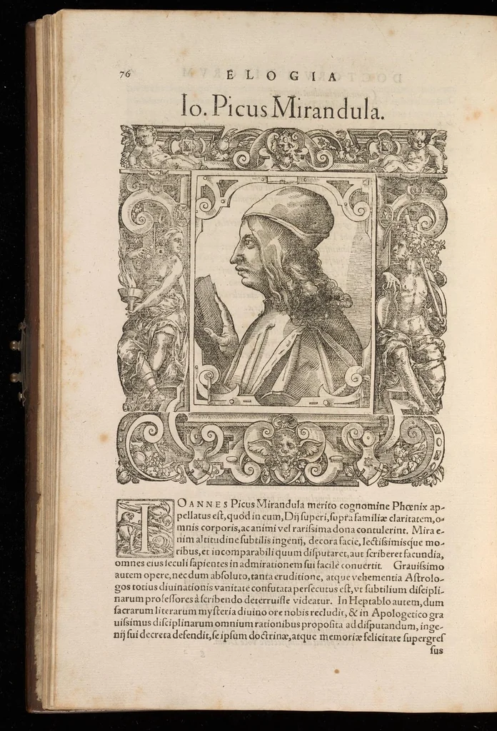 An illustration from Pauli Iouii Nouocomensis episcopi Nucerini elogia virorum literis illustrium : quotquot vel nostra vel auorum memoria vixere : ex eiusdem Musaeo (cuius descriptionem vnà exhibemus) ad viuum expressis imaginibus exornata, 1577, leaf 89