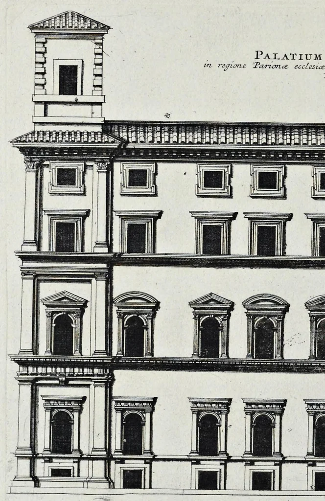 An illustration from Palatiorum Romanorum à celeberrimis sui aevi architectis erectorum pars prima[-tertia], 1694, leaf 119