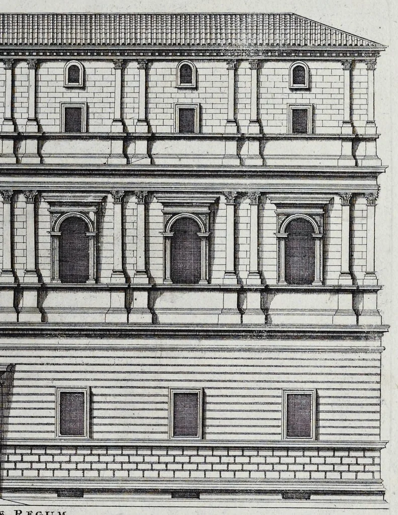 An illustration from Palatiorum Romanorum à celeberrimis sui aevi architectis erectorum pars prima[-tertia], 1694, leaf 12