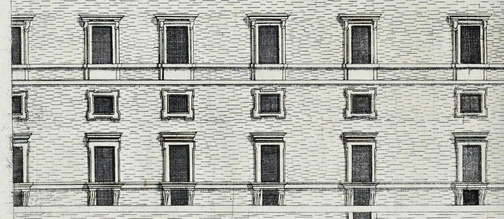 An illustration from Palatiorum Romanorum à celeberrimis sui aevi architectis erectorum pars prima[-tertia], 1694, leaf 175