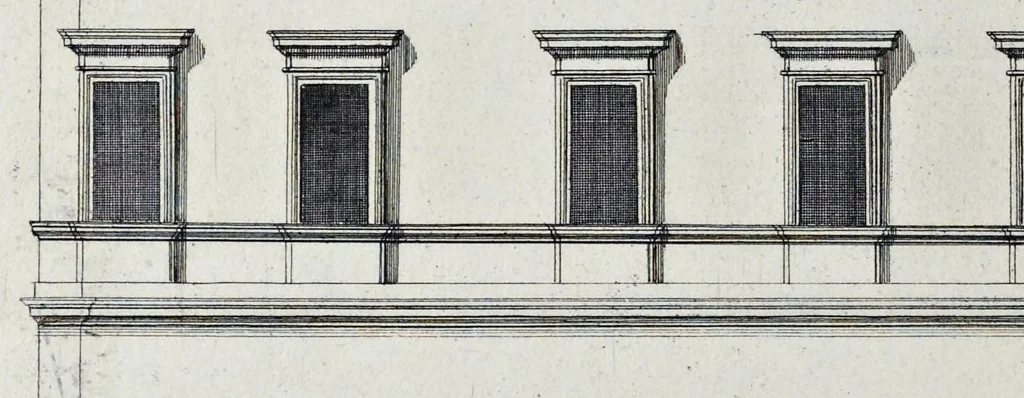An illustration from Palatiorum Romanorum à celeberrimis sui aevi architectis erectorum pars prima[-tertia], 1694, leaf 195