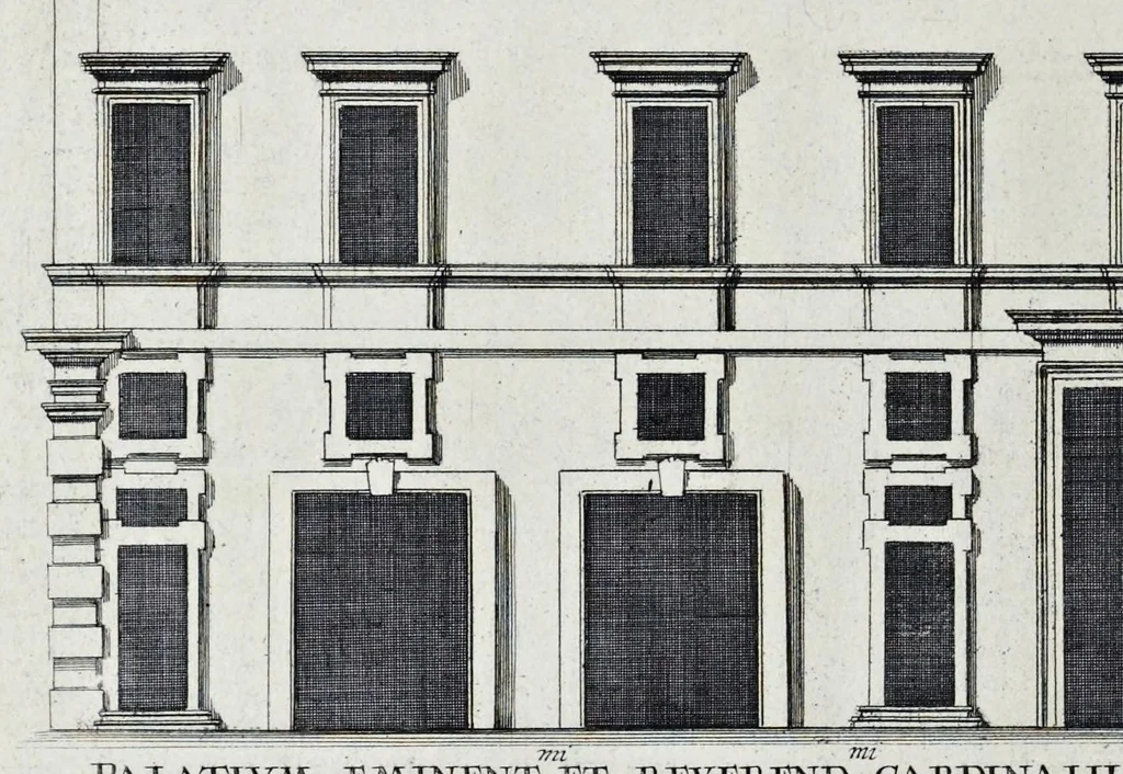 An illustration from Palatiorum Romanorum à celeberrimis sui aevi architectis erectorum pars prima[-tertia], 1694, leaf 195