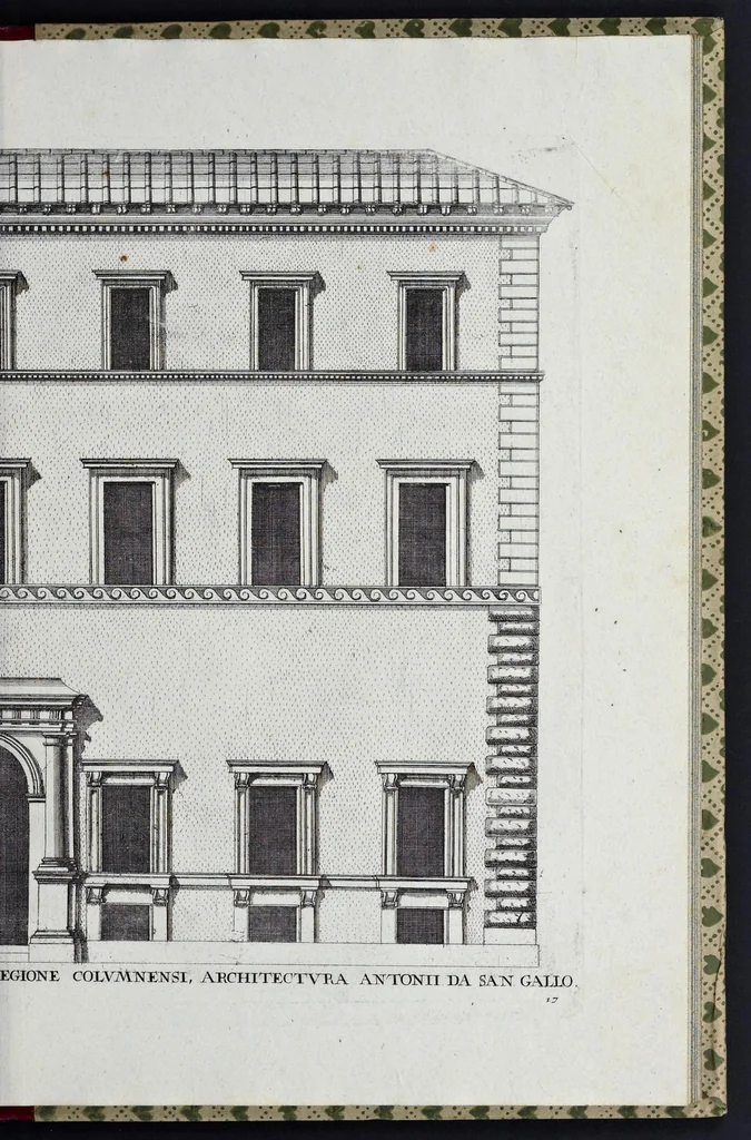 An illustration from Palatiorum Romanorum à celeberrimis sui aevi architectis erectorum pars prima[-tertia], 1694, leaf 216