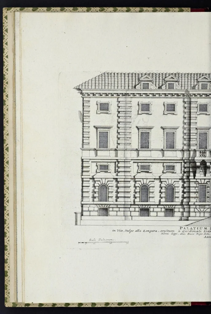 An illustration from Palatiorum Romanorum à celeberrimis sui aevi architectis erectorum pars prima[-tertia], 1694, leaf 23