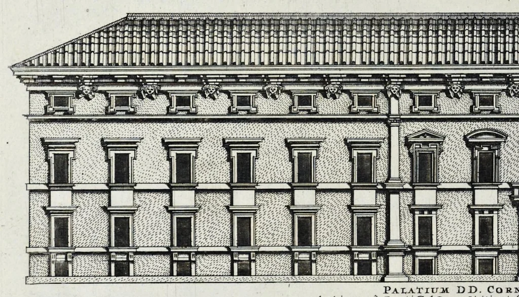 An illustration from Palatiorum Romanorum à celeberrimis sui aevi architectis erectorum pars prima[-tertia], 1694, leaf 47