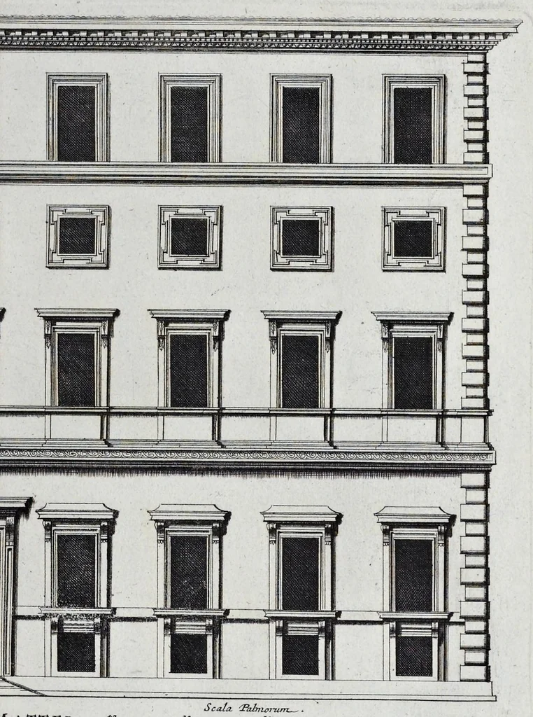 An illustration from Palatiorum Romanorum à celeberrimis sui aevi architectis erectorum pars prima[-tertia], 1694, leaf 84