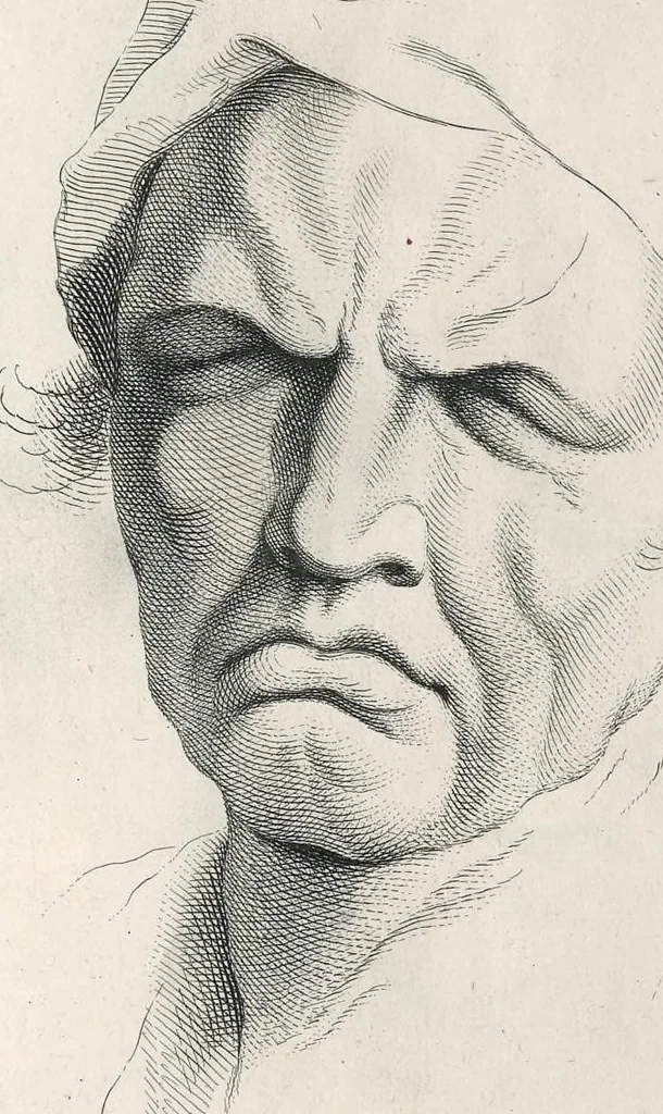 An illustration from Monsr. Le Brun's Expressions of the passions of the soul, leaf 30