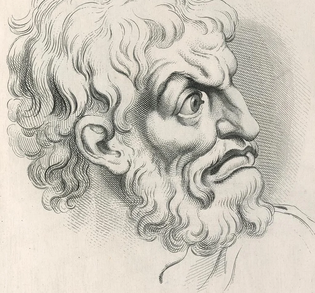 An illustration from Monsr. Le Brun's Expressions of the passions of the soul, leaf 34