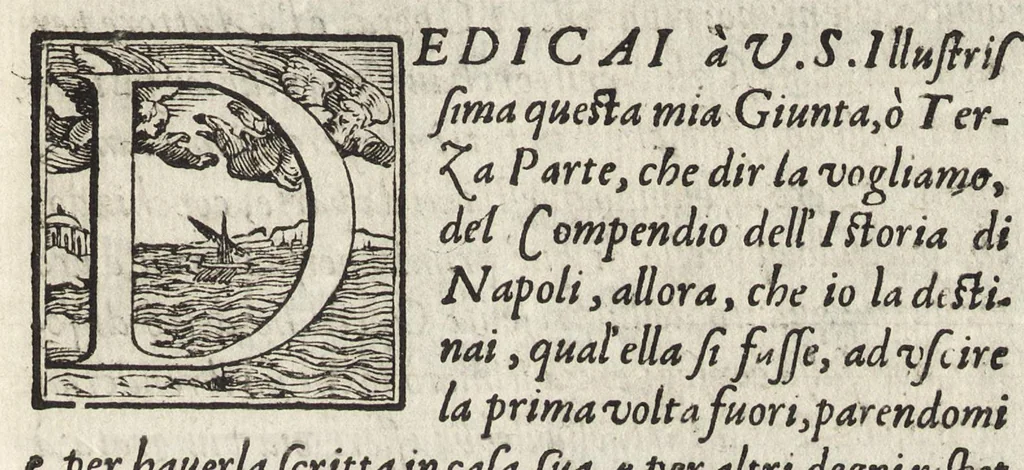 An illustration from Del compendio dell'istoria del regno di Napoli prima[seconda] parte, 1591, leaf 560