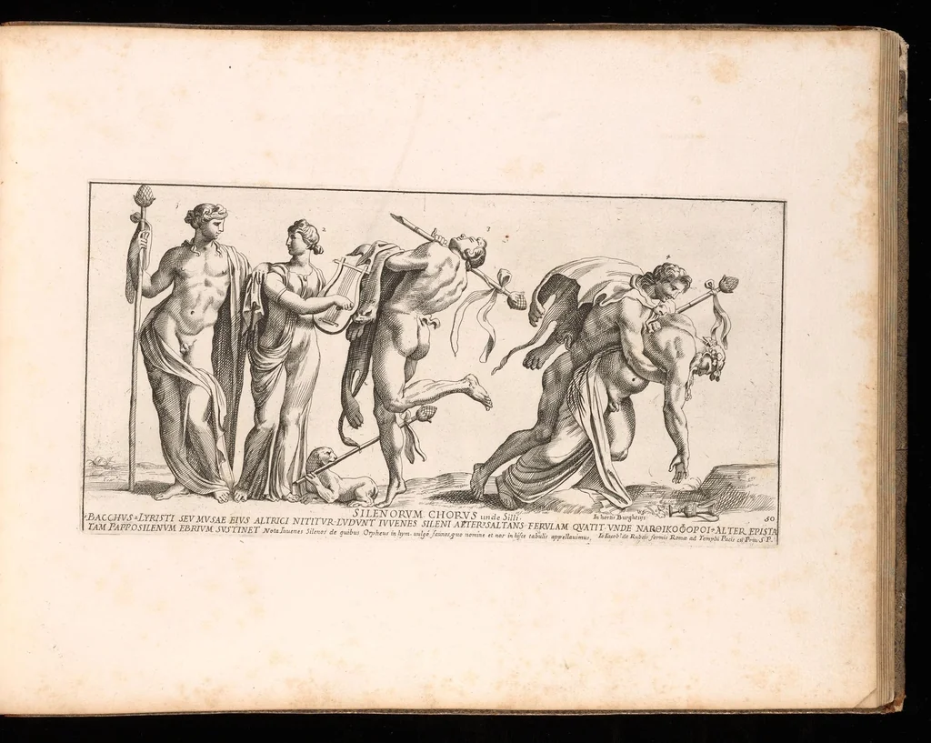 An illustration from Admiranda Romanarum antiquitatum ac veteris sculpturae vestigia : anaglyphico opere elaborata ex marmoreis exemplaribus quae Romae adhuc extant in Capitolio, aedibus hortisque virorum principum ad antiquam elegantiam, 1693, leaf 104