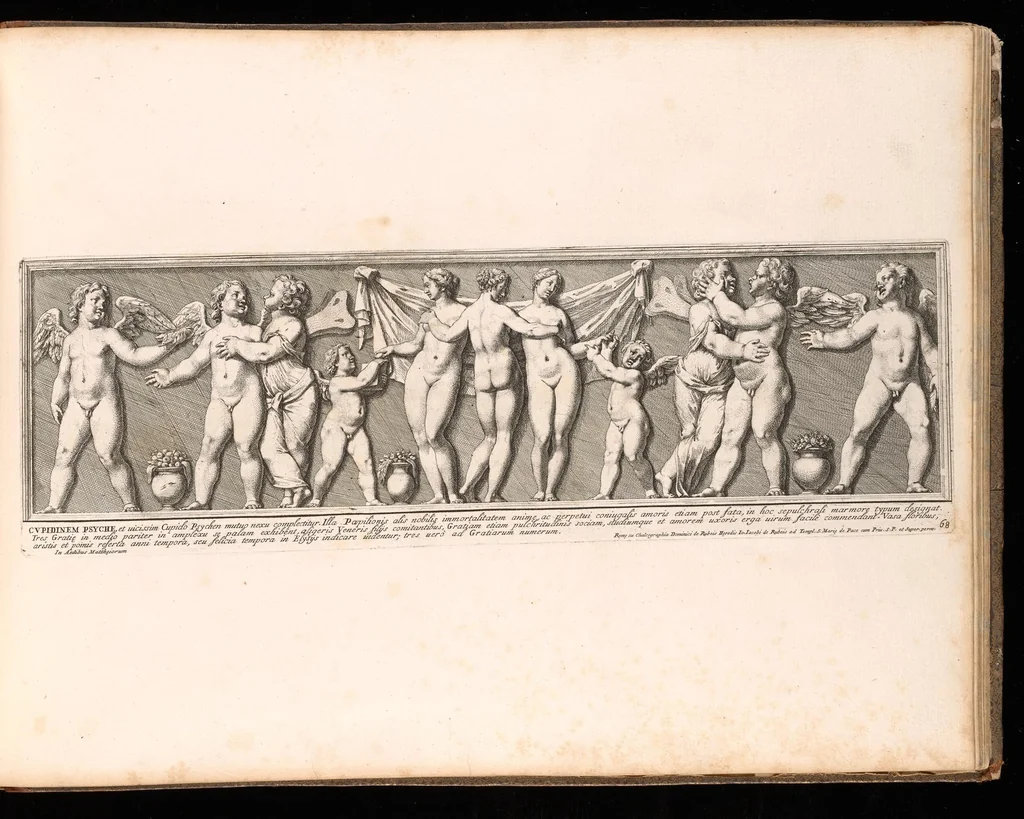 An illustration from Admiranda Romanarum antiquitatum ac veteris sculpturae vestigia : anaglyphico opere elaborata ex marmoreis exemplaribus quae Romae adhuc extant in Capitolio, aedibus hortisque virorum principum ad antiquam elegantiam, 1693, leaf 140