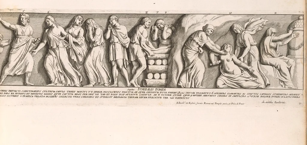 An illustration from Admiranda Romanarum antiquitatum ac veteris sculpturae vestigia : anaglyphico opere elaborata ex marmoreis exemplaribus quae Romae adhuc extant in Capitolio, aedibus hortisque virorum principum ad antiquam elegantiam, 1693, leaf 146