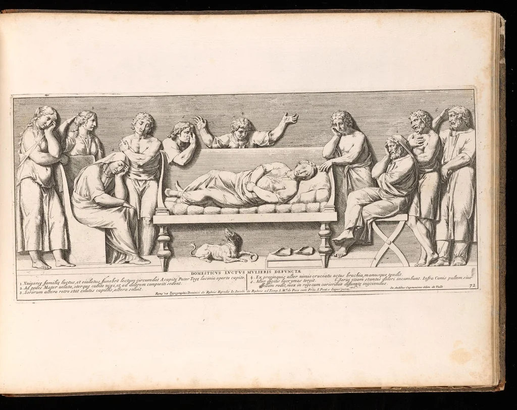 An illustration from Admiranda Romanarum antiquitatum ac veteris sculpturae vestigia : anaglyphico opere elaborata ex marmoreis exemplaribus quae Romae adhuc extant in Capitolio, aedibus hortisque virorum principum ad antiquam elegantiam, 1693, leaf 148