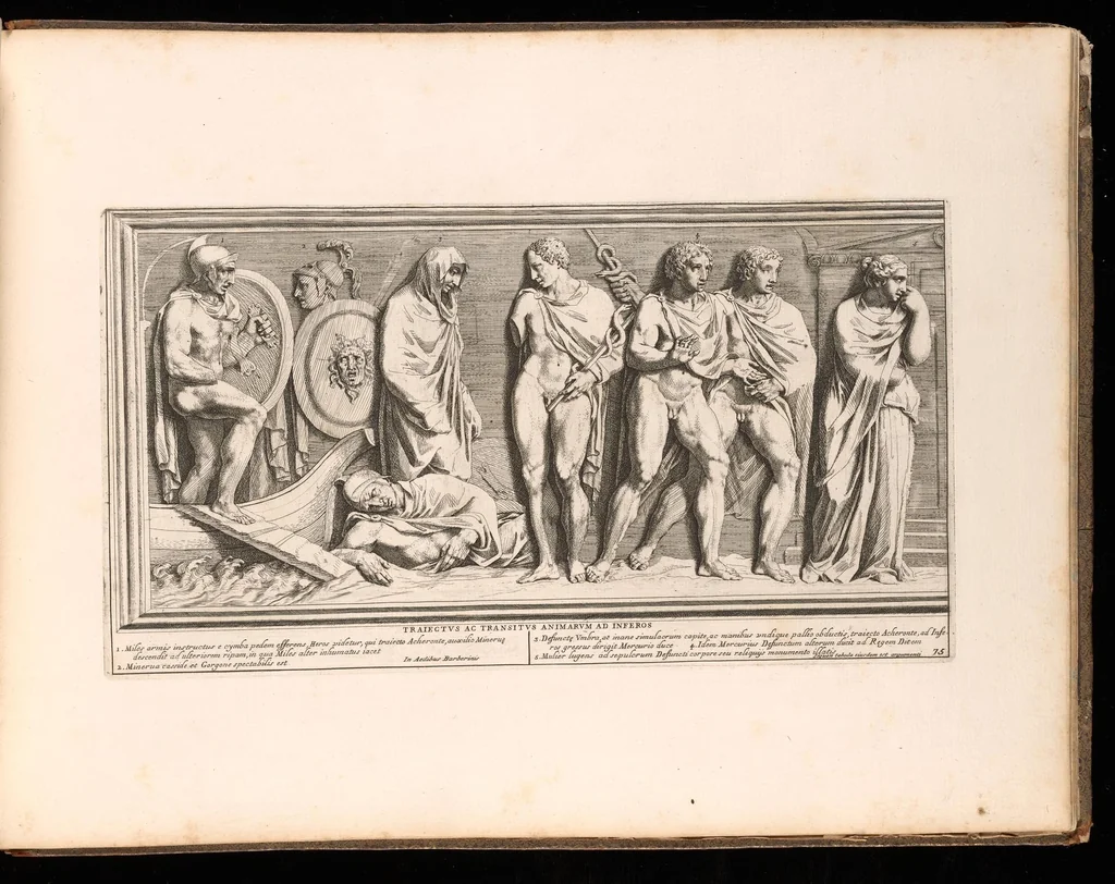 An illustration from Admiranda Romanarum antiquitatum ac veteris sculpturae vestigia : anaglyphico opere elaborata ex marmoreis exemplaribus quae Romae adhuc extant in Capitolio, aedibus hortisque virorum principum ad antiquam elegantiam, 1693, leaf 154