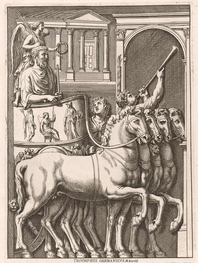 An illustration from Admiranda Romanarum antiquitatum ac veteris sculpturae vestigia : anaglyphico opere elaborata ex marmoreis exemplaribus quae Romae adhuc extant in Capitolio, aedibus hortisque virorum principum ad antiquam elegantiam, 1693, leaf 20